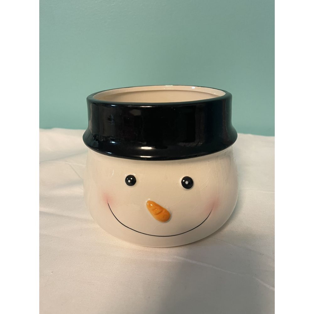 Ceramic Christmas Snowman Head Candy Nuts Trinkets Christmas